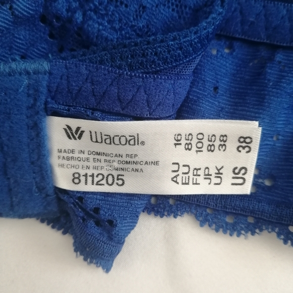 NWT Wacoal Halo Lace Wire Free Bralette in Dazzling Blue US 38 - Picture 13 of 16